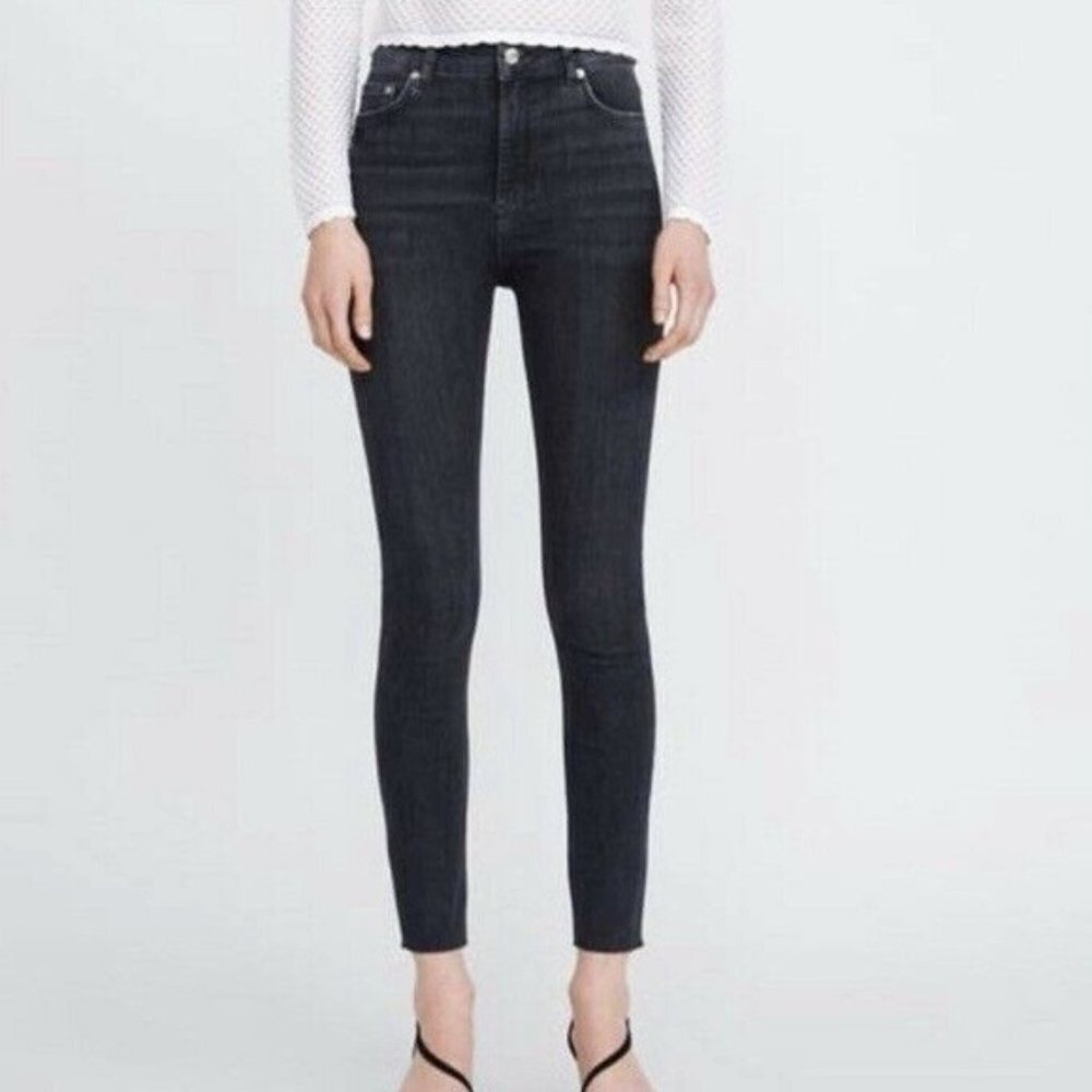Zara Black Dark Wash The High Waist Skinny Jean